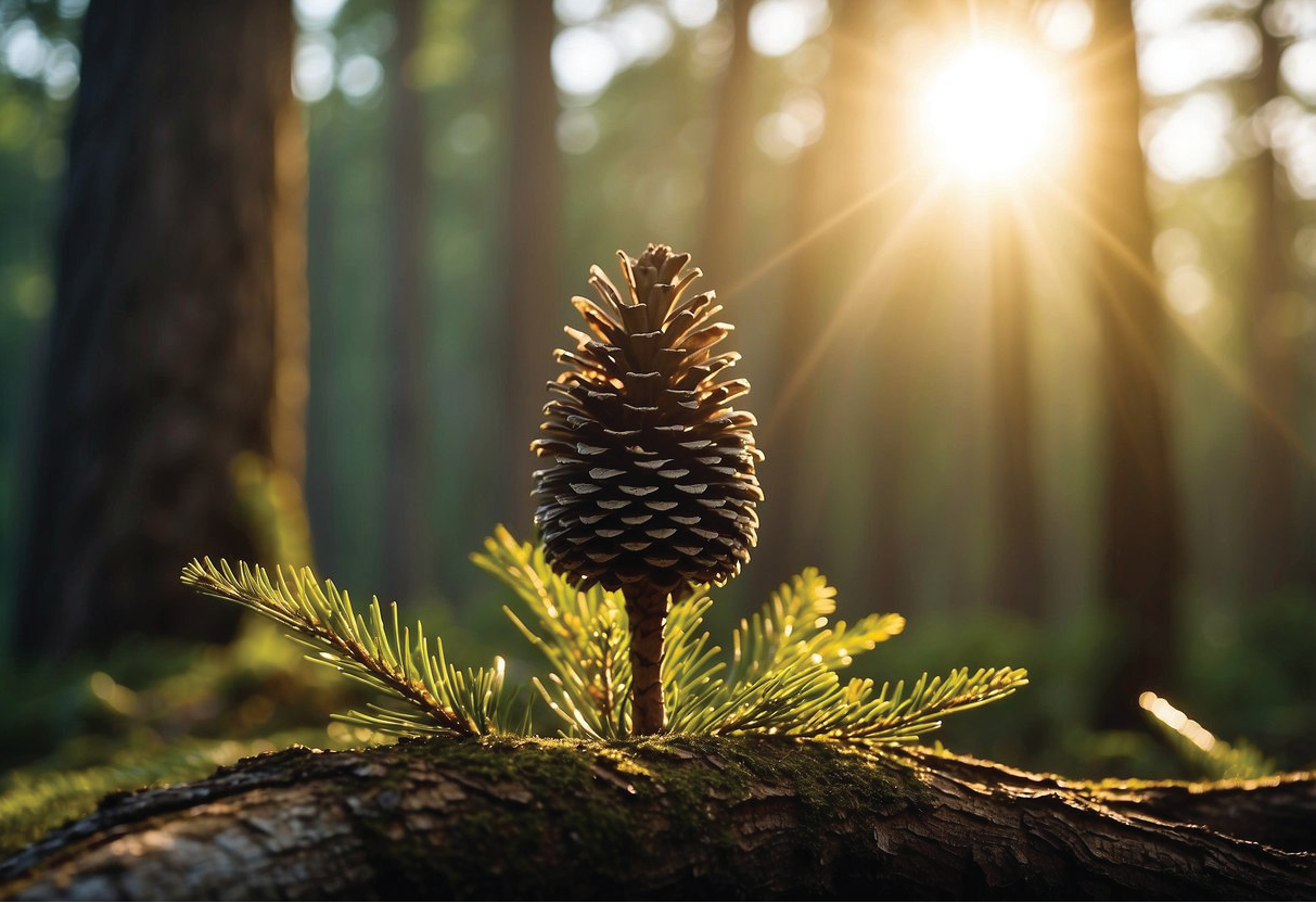 Redwood cone on the forest floor